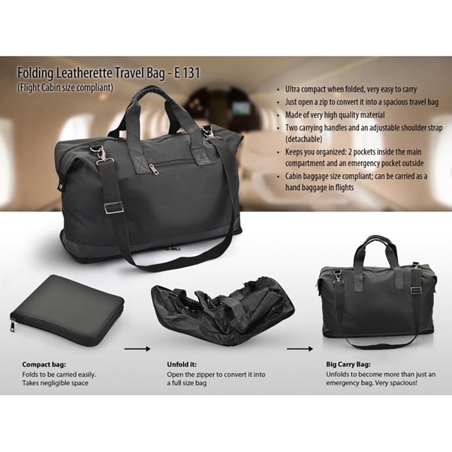 Folding Travel Bag (Leatherette) (Flight Cabin Size Compliant ...
